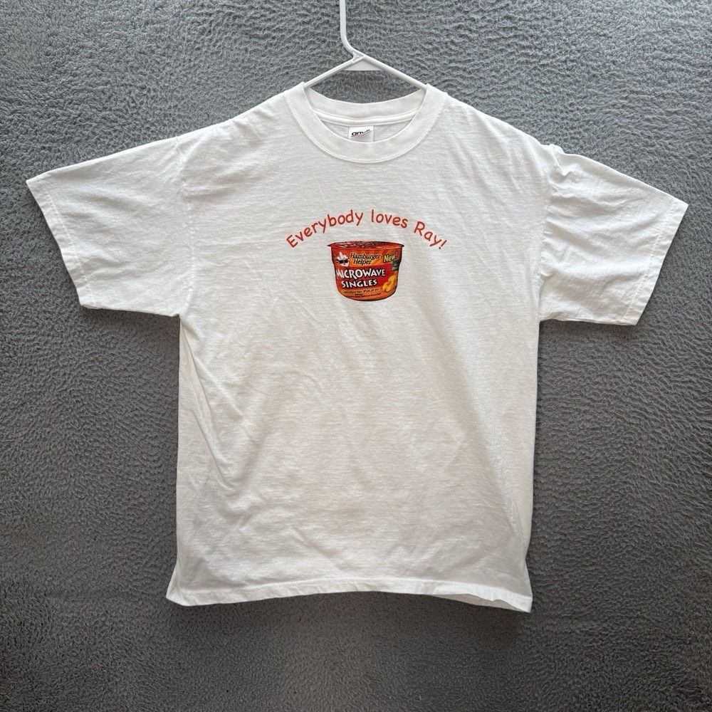 Vintage Anvil Shirt‎ Adult Large White Hamburger Helper Promo Grunge Skater Y2K